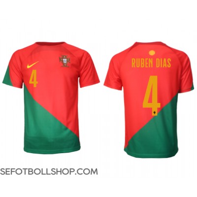 Billiga Portugal Ruben Dias #4 Hemma fotbollskläder VM 2022 Kortärmad